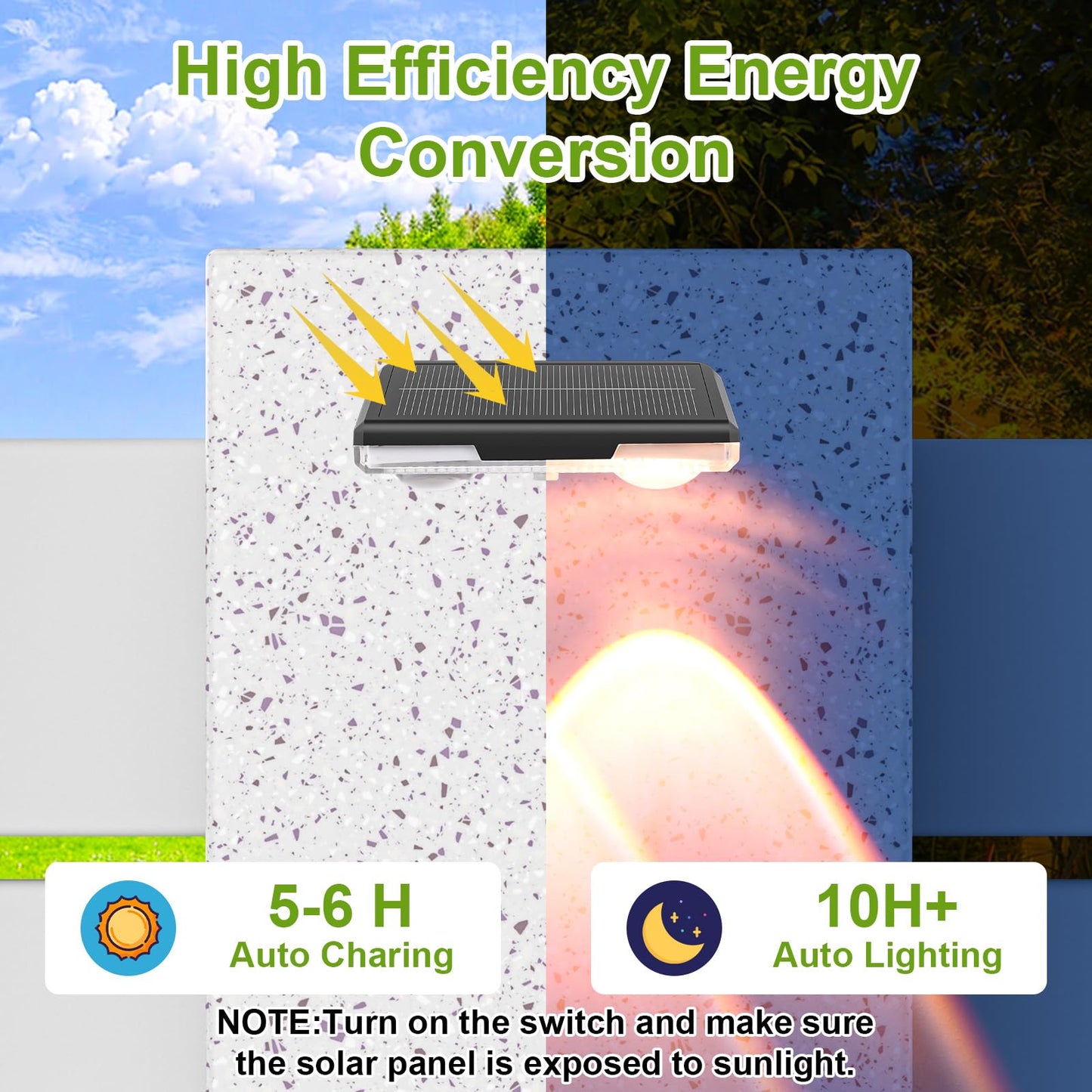 JeTuvlie Solar Fence Lights Outdoor, 8 Pack LED Fence Lights, 3000/4000/6000K 3 Mode, IP65 Waterproof,Solar Wall Lights for Outside, Backyard/Step/Deck Fence/Stair Railing/Patio