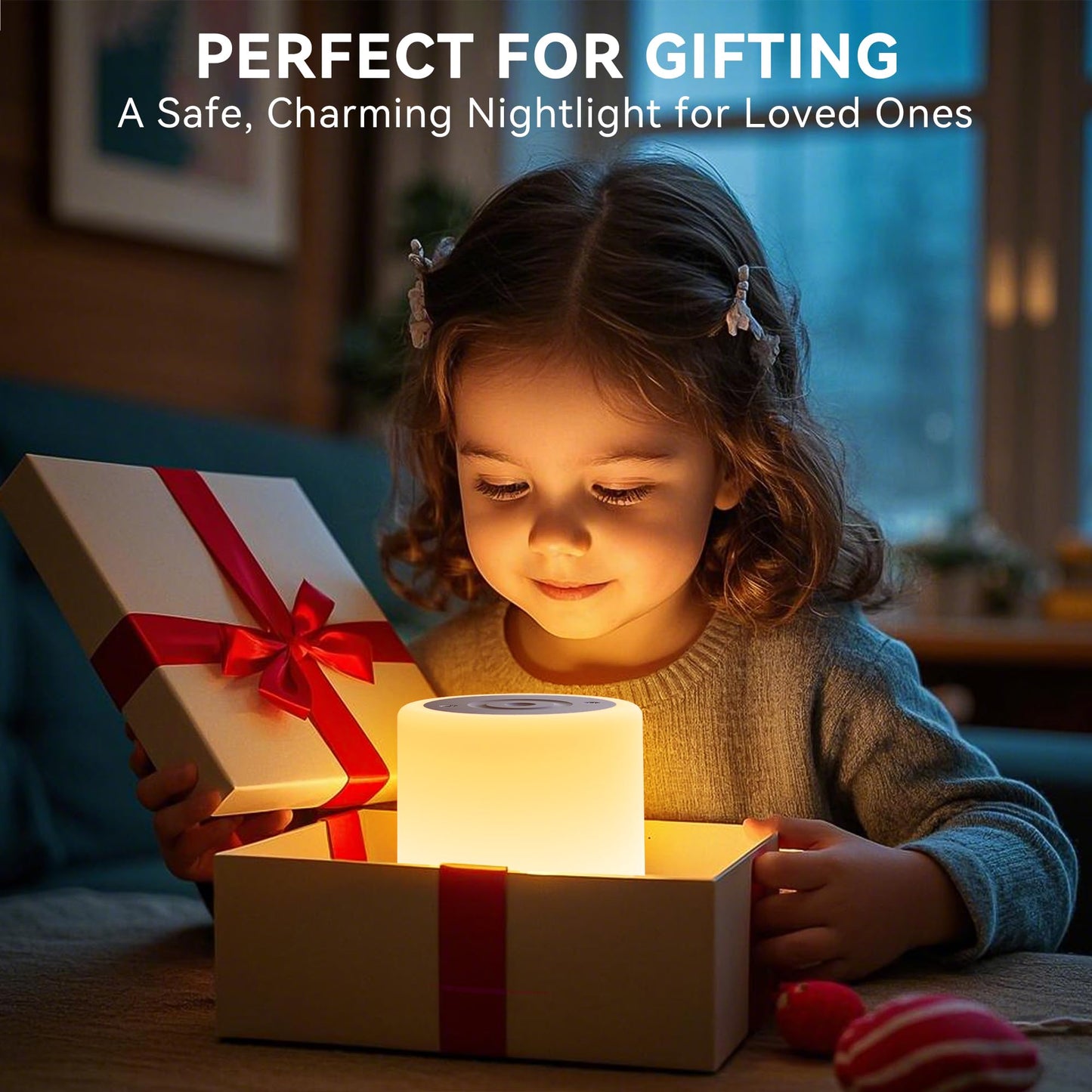 Auxmir Night Light, 3000mAh Rechargeable LED Table Lamp, Smart Dimmable Touch Control Bedside Lamp with RGB Color Changing & 4 Modes, Portable Night Light for Kids, Bedroom, Living Room, Camping