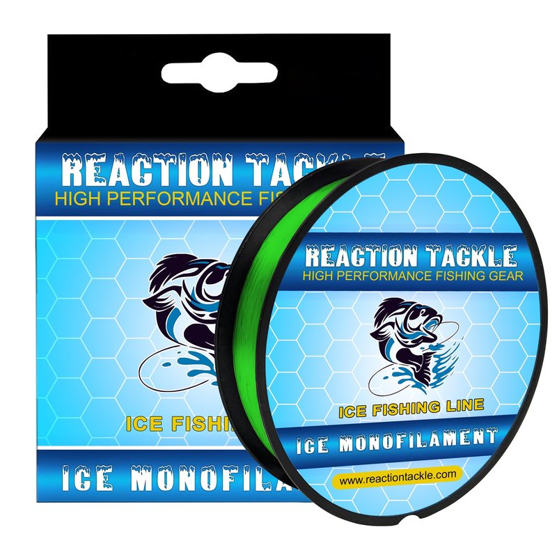 Reaction Tackle Ice Monofilament – Ice Fishing Mono Line, Tip-Up Line - Hi Vis Green - 6LB / 1000yds