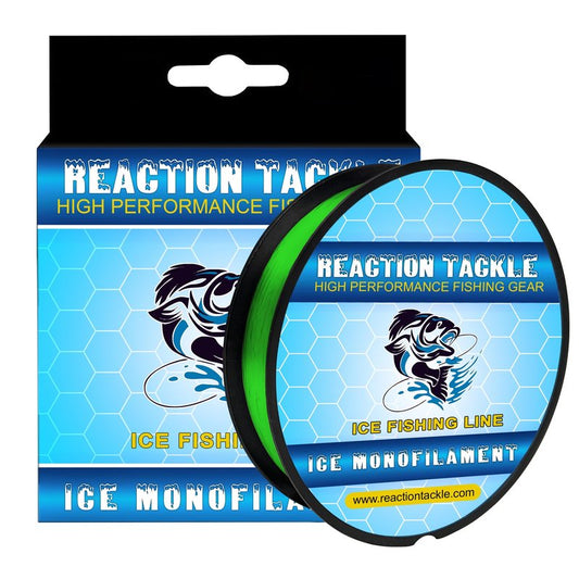 Reaction Tackle Ice Monofilament – Ice Fishing Mono Line, Tip-Up Line - Hi Vis Green - 6LB / 1000yds