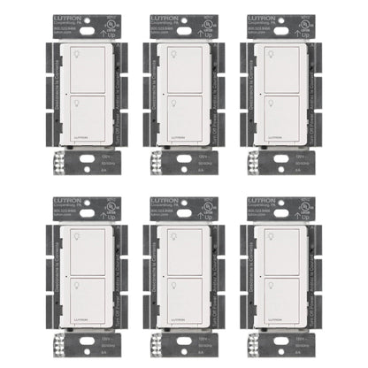 Lutron Caseta Original Smart Light Switch (Lutron Smart Hub Required), for Home, LED Lights, and Fans, 6 Amp, Single-Pole/3-Way, Neutral Required, PD-6ANS-WH, White