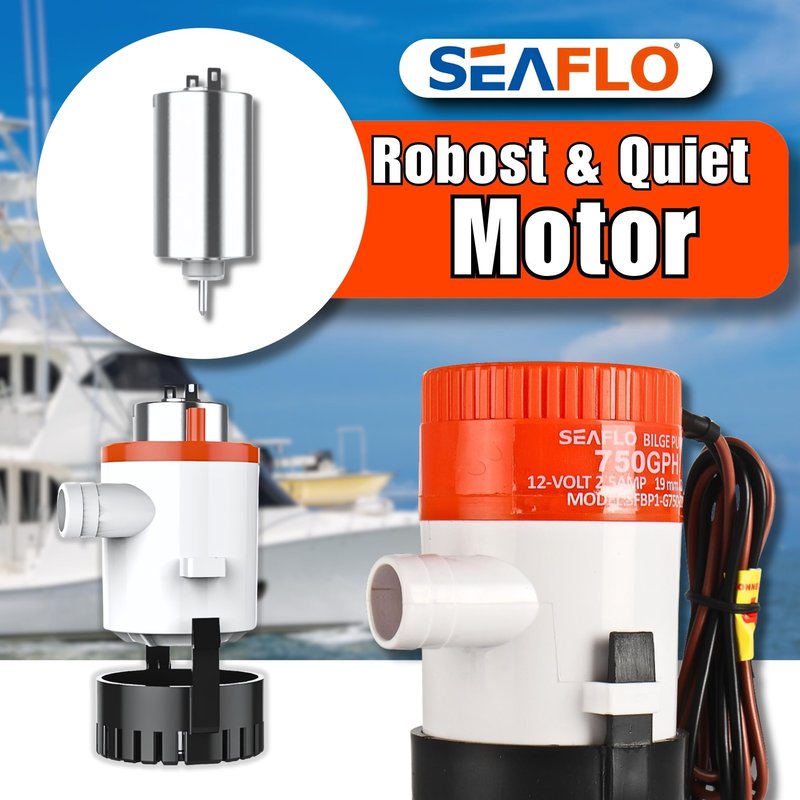 SEAFLO 01 Series 750 GPH Bilge Pump – 12V, 3/4" Outlet, Marine Submersible Pump with Anti-Airlock Protection, CE & Rohs Certified, 4-Year Warranty | Reliable for Boats and Marine Applications