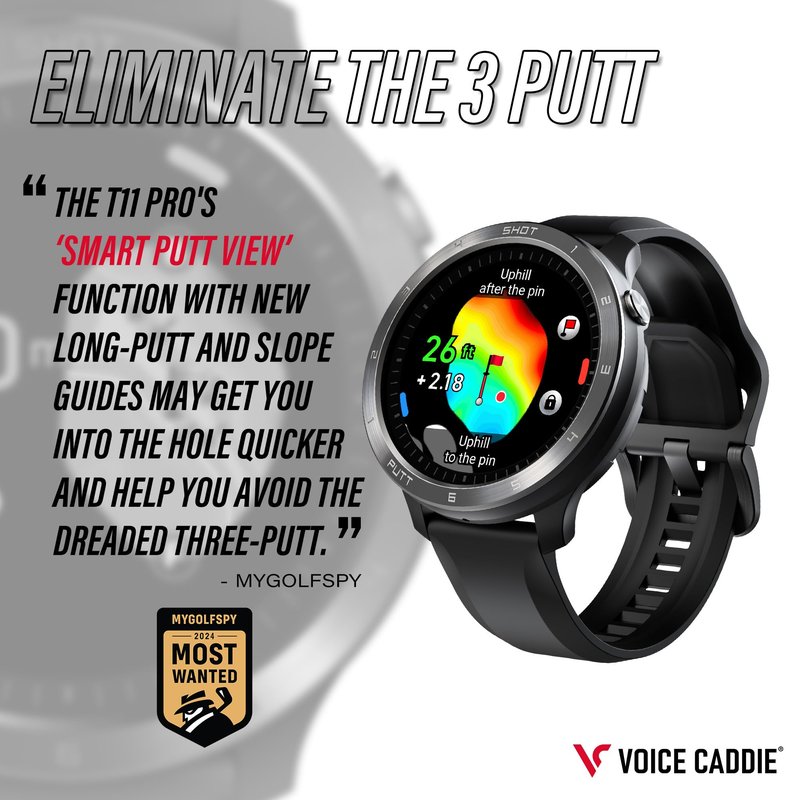 Voice Caddie T11 PRO GPS Golf Watch AMOLED Display, Green Undulation No Monthly Subscription 40k+ Preinstalled Courses w/Shot Tracking, Practice Tempo Mode, Putt View 1.3" OLED Touchscreen Plus V-A.I