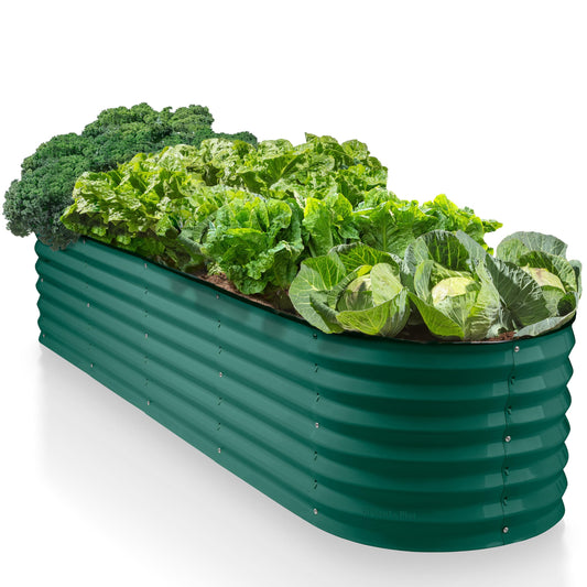 9-in-1 Galvanized Steel Raised Garden Bed // 8×2×1.5 ft Modular Planter for Gardening, Vegetables, Flowers // 18" Tall Metal Raised Garden Beds Outdoor (Dark Green) // Patented Design Planter Box