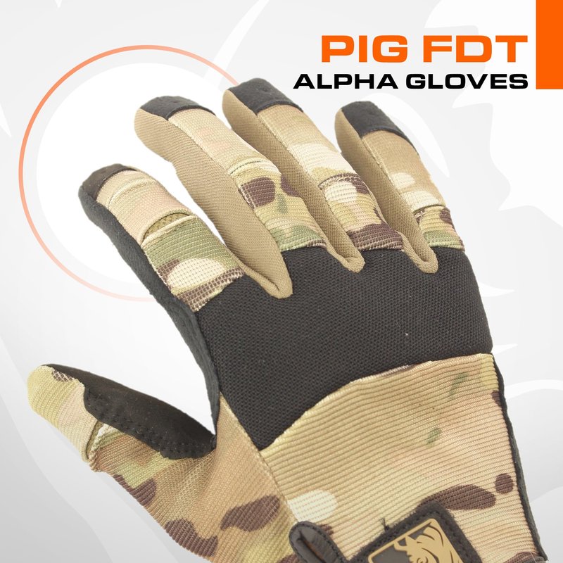 PIG FDT Alpha Full Dexterity Gloves for Shooting Sports, Touchscreen Compatible, Breathable, 1 Pair, Multicam, Medium
