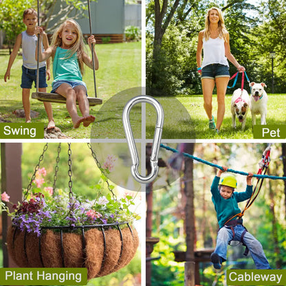 CAIDMOS 5PCS 3.15in Large Carabiner Clip, Stainless Steel Carabiner Heavy Duty, Spring Snap Hook, Locking Climbing Caribiners Clips for Gym, Plant Hanging, Outdoor Camping, Hiking. 600 lbs