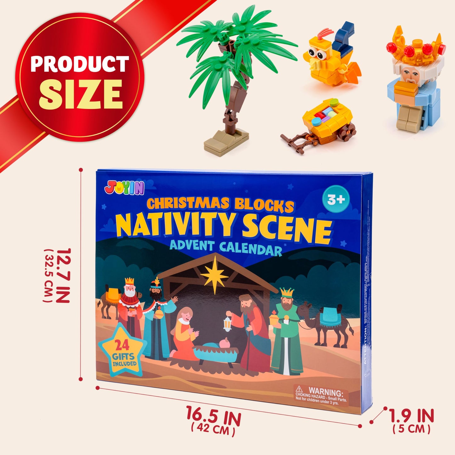 JOYIN 2025 Nativity Advent Calendar Building Blocks, 24 Days Christmas Themed Building Blocks, Xmas Party Favor Supplies for Boys Girls, Kids Xmas Fun Gifts, Countdown Calendar (3+)