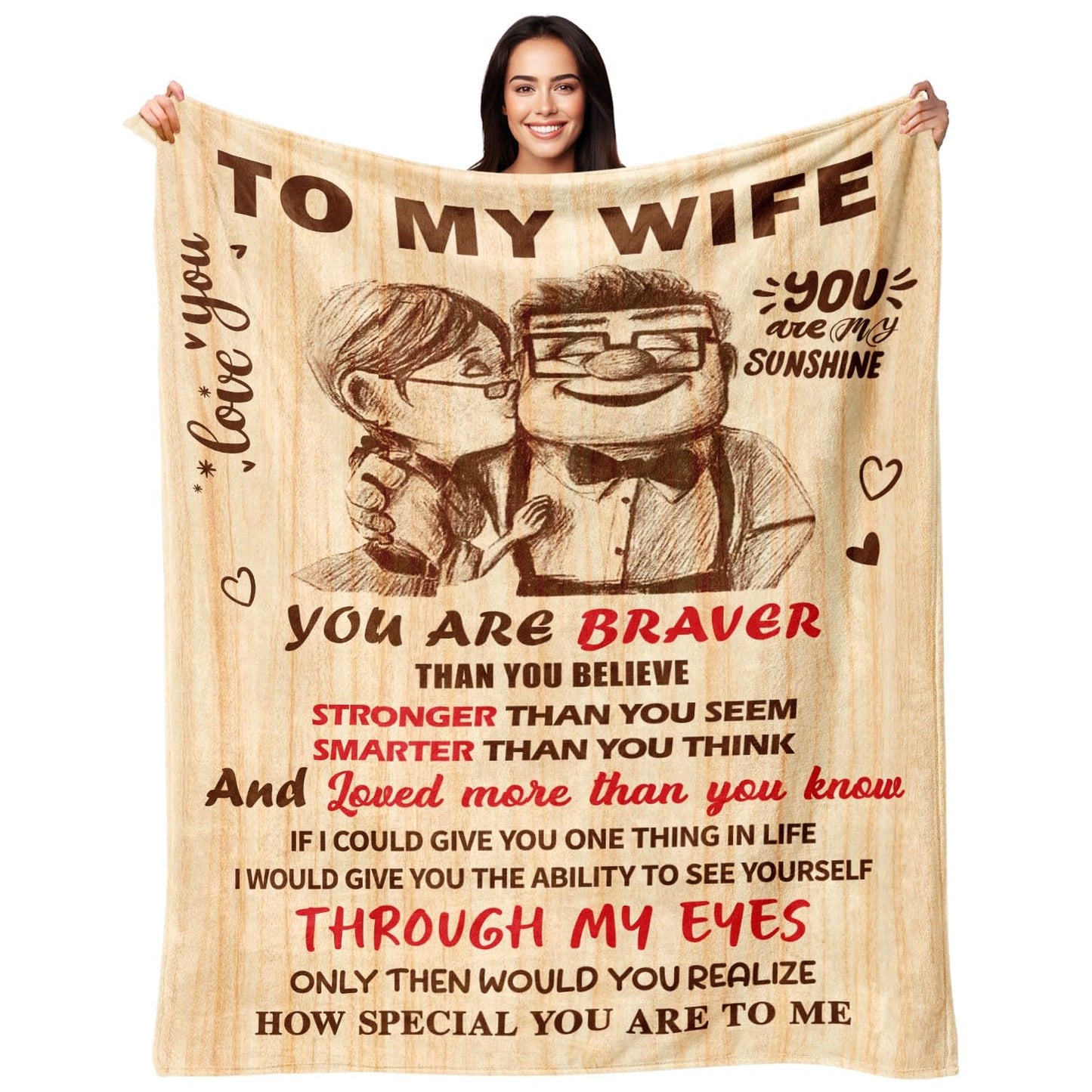 Gifts for Wife from Husband - Wedding Anniversary Birthday Gifts for Women - Romantic I Love You Present for Her - Christmas Mothers Day & Valentines Day Gifts for Wife - To My Wife's Blanket 60"x80"
