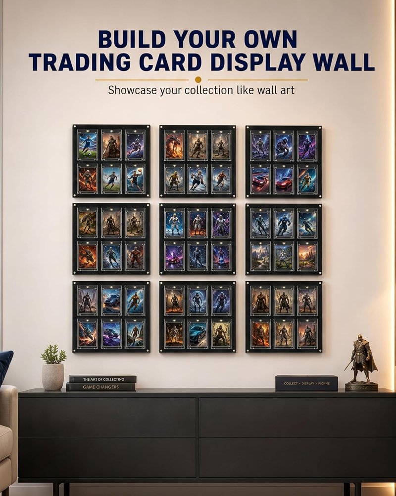 Acrylic Trading Card Display Frame - Wall Mount & Stand for 9 Cards | UV Protection for Sports & Gaming Collectibles