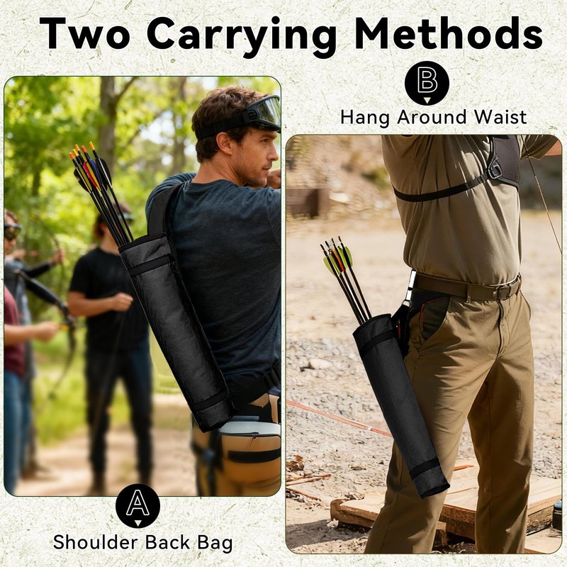 NEATABY Archery Arrow Quiver Holder, Side Hip Arrows Bag, Hip Quivers Adjustable Arrow Backpack Bag Holder for Target Archery Crossbow Compound Recurve Bow Practicing Hunting, Black