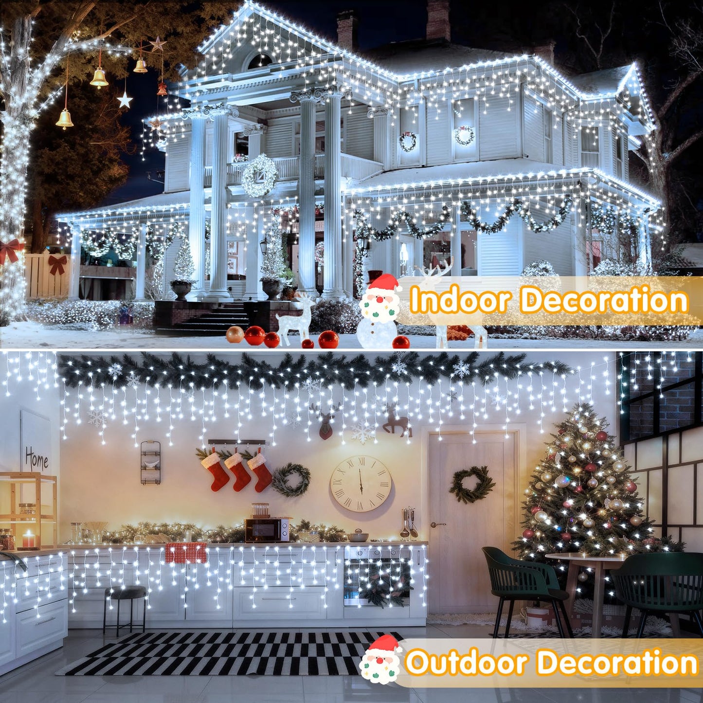 Hezbjiti Christmas Lights Decorations Outdoor, 1600LED 164FT Ice Fairy Lights 8 Modes 320 Drops Fairy String Lights for Christmas Decor Eaves Party Yard Garden