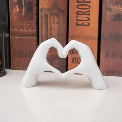 Small Heart Hands Sculpture Decor for Living Room Bedroom Bookshelf Coffe Table and Office Display, Love Finger Statue Modern Aesthetic Home Decor, Unique Gift for Wedding Christmas Birthday (Gold)