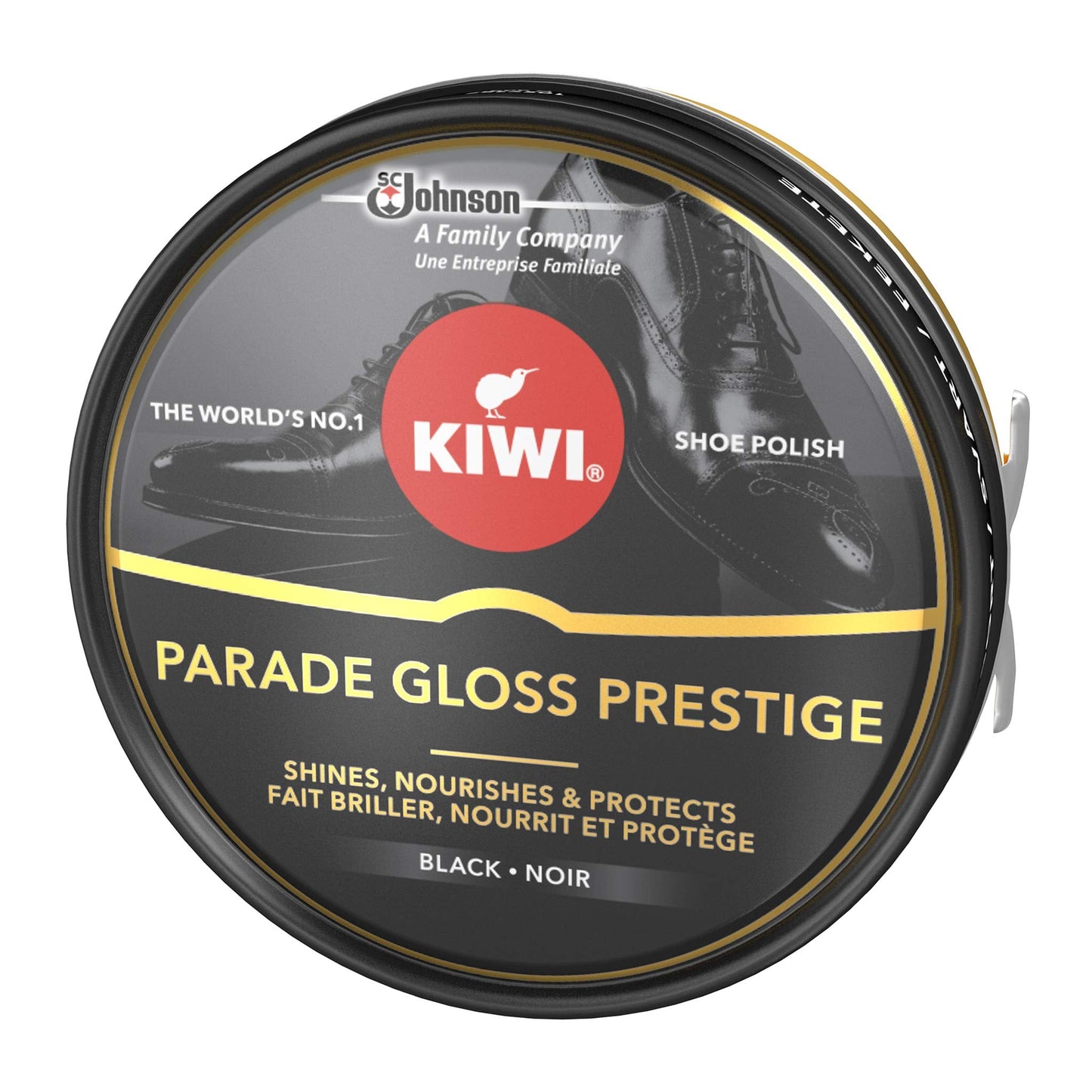 KIWI Parade Gloss Prestige Shoe Shine Polish for Black Leather, Metal Tin, 50ml