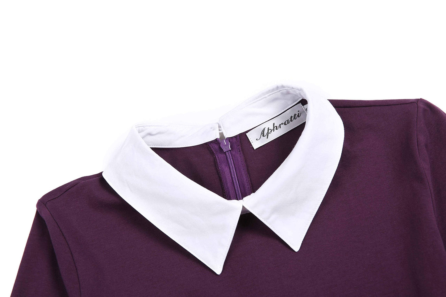 Aphratti Women's Long Sleeve Peter Pan Collar A-Line Fit and Flare Skater Dress Casual Fall Halloween Costumes Adult Purple Large