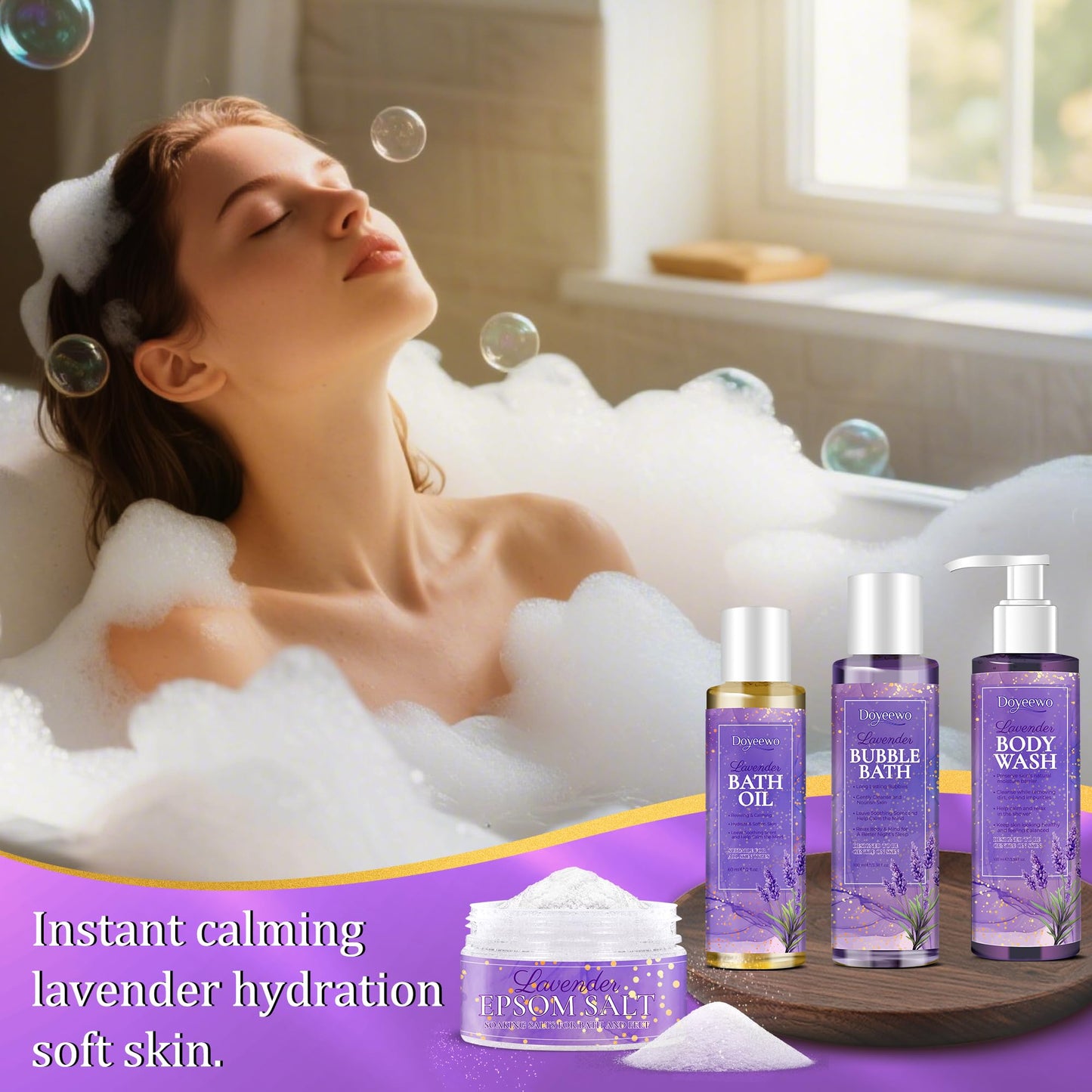 Spa Gifts for Women,Bath Body Care Wash Christmas Gifts Baskets for Women,Relaxation Calming Lavender Spa Set Home Self Care Shower Kit Birthday Valentines Stocking Stuffers for Mom Wife Sister