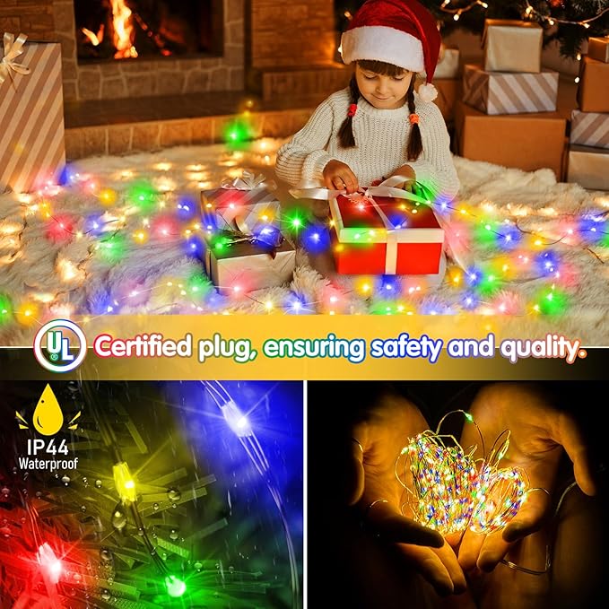 KNONEW 100FT 300 LED Outdoor Fairy Lights Plug in, Christmas Fairy Lights Outdoor Waterproof 8 Modes Memory Times for Wedding Bedroom Walls Garden Trees Decoration(Multicolor)