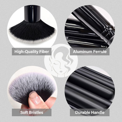 Makeup Brushes Set, Mlemle Professional 26 Pcs Makeup Kit, Include Powder Foundation Concealers Blush Eye shadows 21 Pcs Makeup Brushes and 2 Powder Puff, 3 Makeup Sponge(A01-Black)
