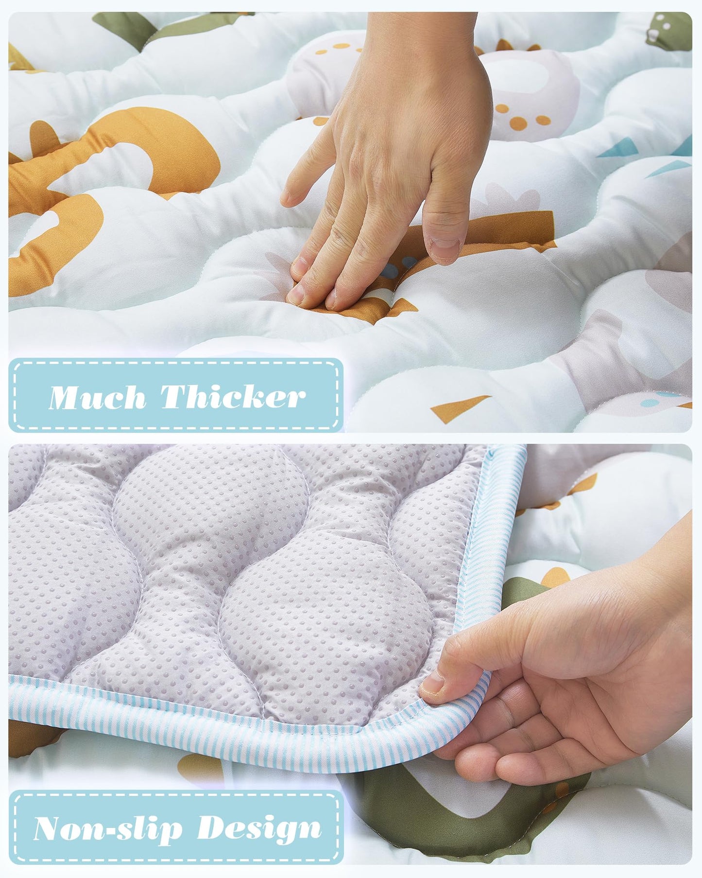 Viviland Baby Mats for Floor, 50x50 Inch Playpen Mat, Thick Playmat for Baby and Toddlers Infants, Non-Slip & Machine Washable, Blue Numbers