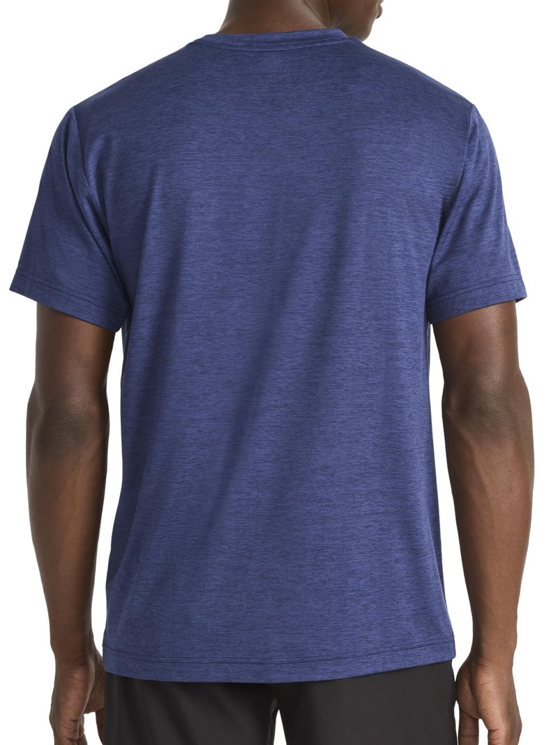 Reebok Men’s Strike Short Sleeve Crewneck T-Shirt, Standard Fit, Lightweight Stretch Poly Jersey Fabric, Navy Heather, Large