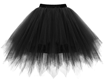 Bbonlinedress Black Tutus for Women Halloween Mini Skirt Costume Adult Tutu Skirts Puffy Party Tulle Skirt Black M