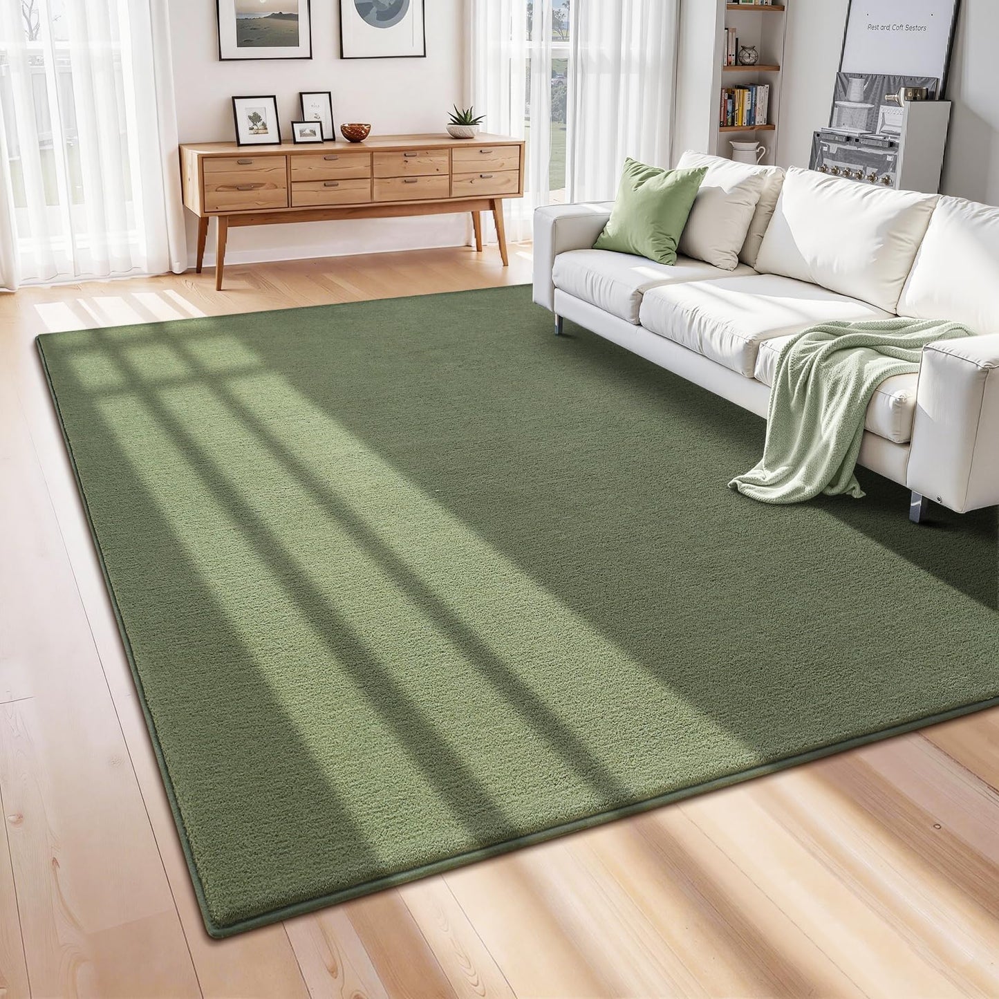 ISEAU 4x6 Rug for Bedroom, Soft Memory Foam Carpet with Upgraded Non-Slip Silicone-Grip Bottom, Fluffy Shaggy Machine Washable Rugs for Living Room Kids Boys Girls Dorm Nursery Office Playroom, Green