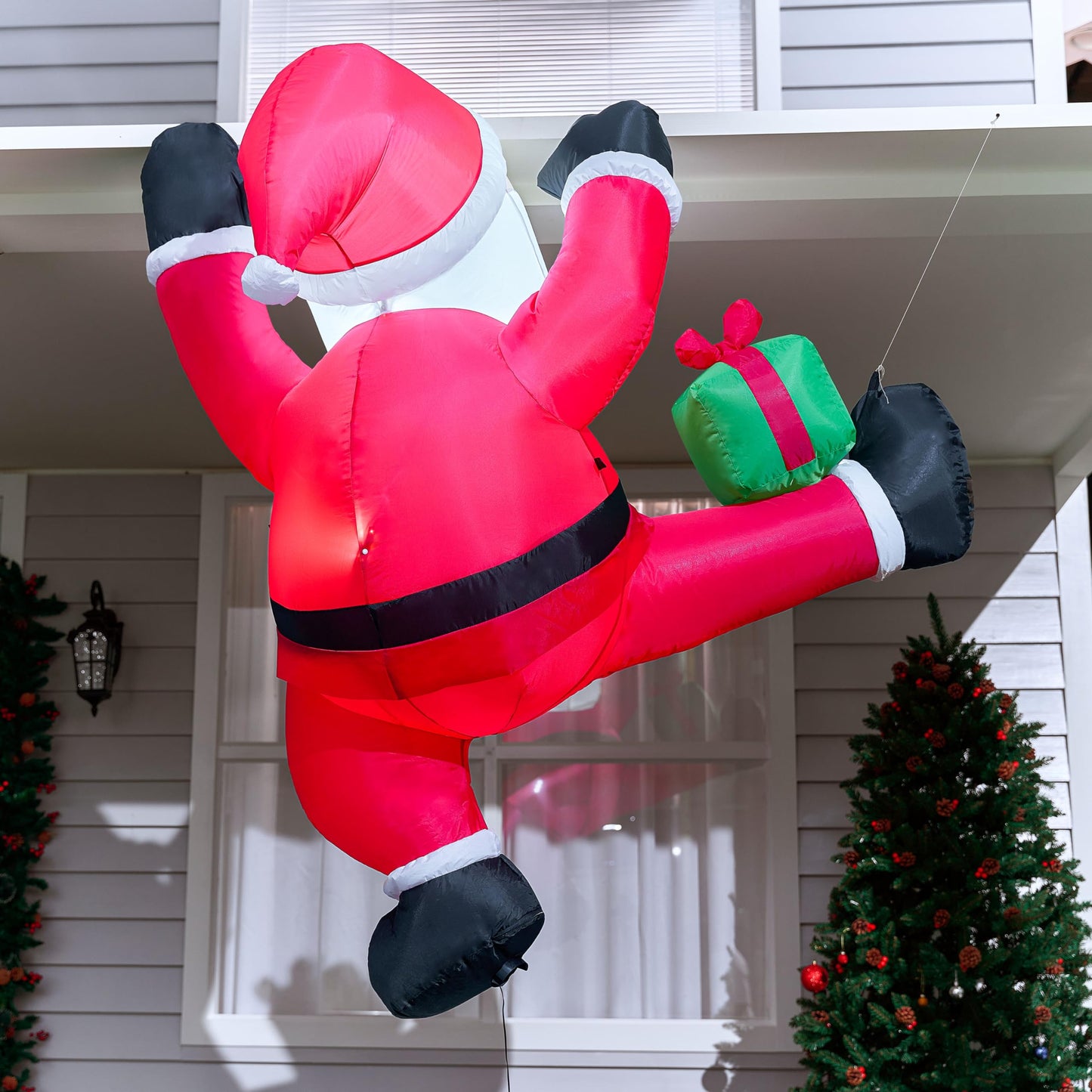 Joiedomi 6 FT Tall Christmas Inflatable Climbing Santa with Gift Box, Blow Up Hanging Santa with Build-in LED for Xmas Party, Outdoor, Yard, Garden, Lawn Decoration