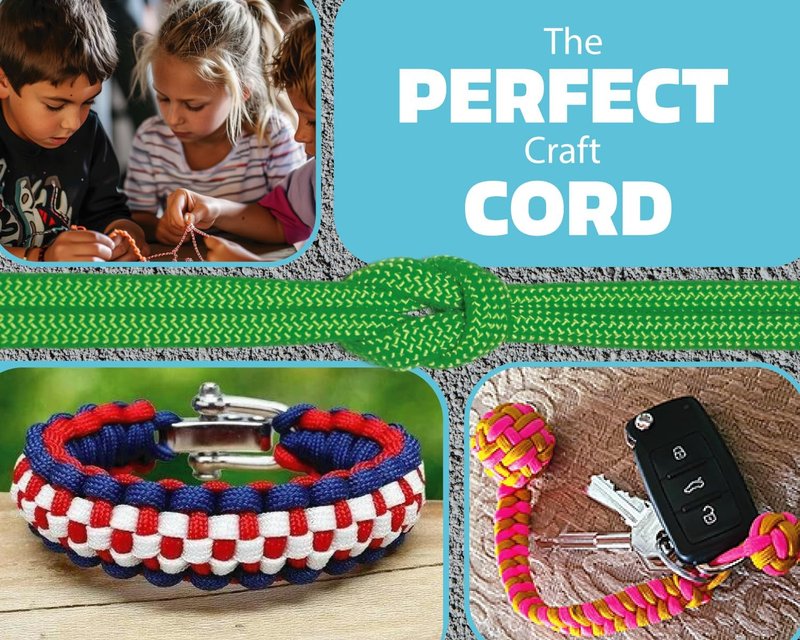 550 lb Paracord - Durable Tactical Parachute Cord for Crafting, DIY Projects & Camping | Racing Stripes, 50 Feet