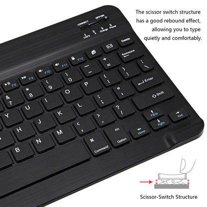 Ultra-Slim Bluetooth Keyboard Portable Mini Wireless Keyboard Rechargeable for Apple iPad iPhone Samsung Tablet Phone Smartphone iPadOS iOS Android (10 inch Black)