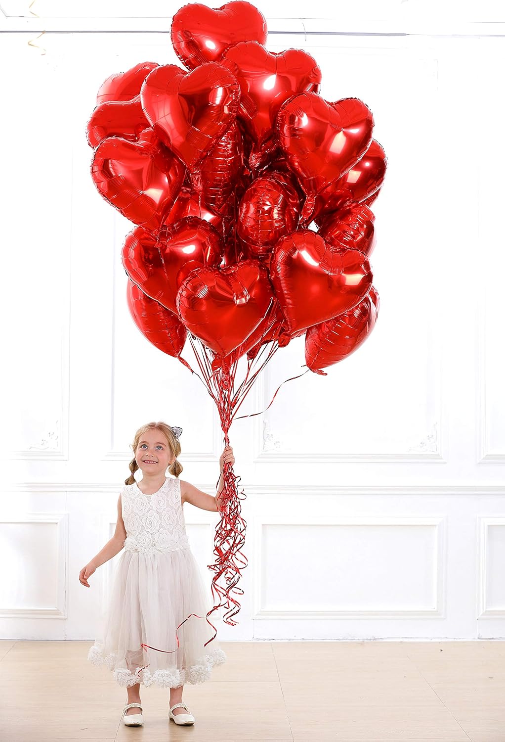 30 pcs Red Heart Balloons 18" Foil Love Balloons Mylar Balloons, heart balloons Valentines Day Decorations Balloons for Valentines Day,Propose wedding Party Backdrop Birthday Party Supplies