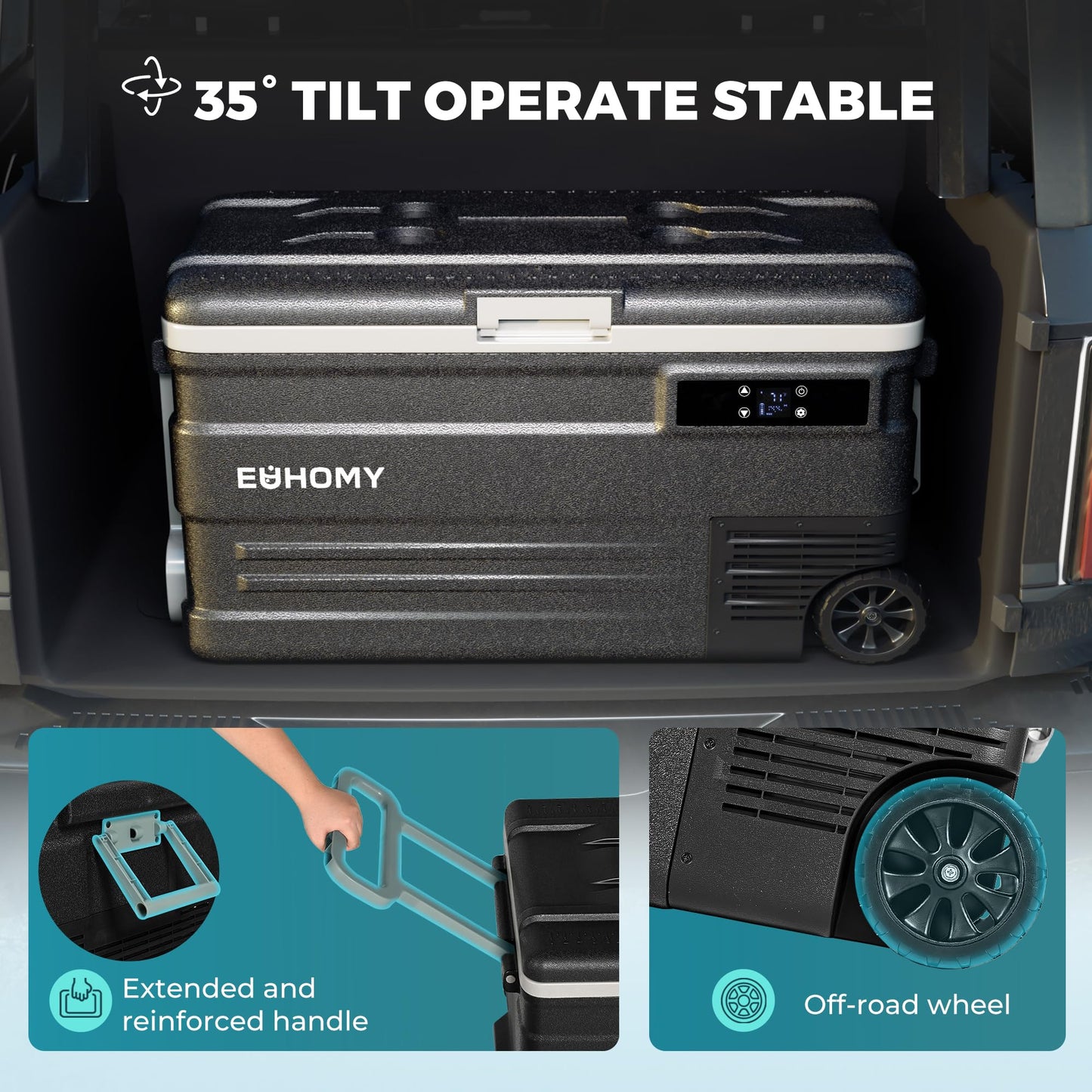 EUHOMY 12 Volt Refrigerator, 80QT(75L) 12V Fridge, Electric Cooler APP Control, Car Fridge 12/24V DC 110-240V AC, Car Refrigerator 0℉~68℉, 12 Volt Cooler for Camping, Trip, Truck, Boating, Outdoor