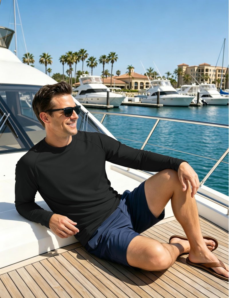 MAGCOMSEN 2 Pack Men's Long Sleeve Shirts Sun Protection UPF 50+ UV SPF Dry Fit T-Shirt for Swim Athletic Black XL