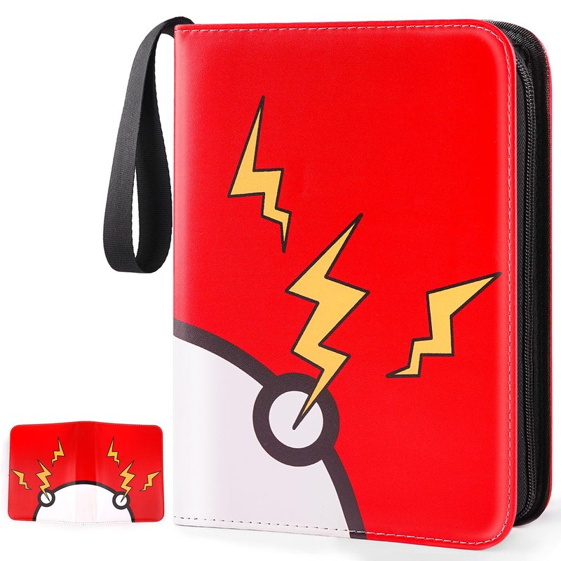 GOROMA Card Binder 9-Pockets, 900 Pockets Card Holder with 50 Removable Sleeves, Trading Card Collector Zipper Album Holder, Dark Red
