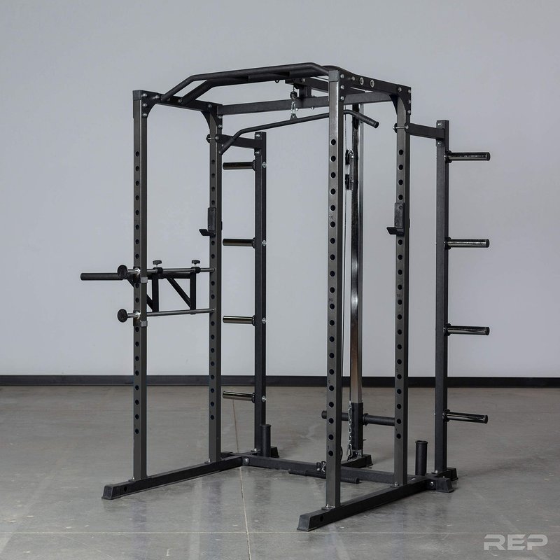 REP Fitness PR-1100 + Dip Attachment + LAT Pulldown + Weight Storage