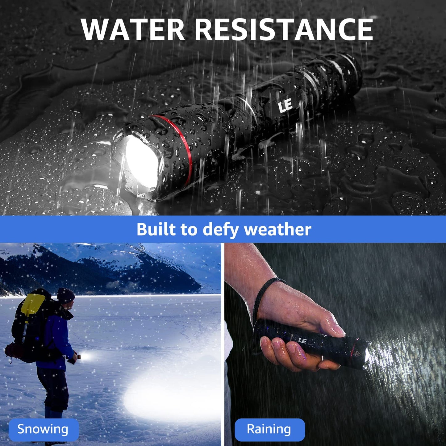 Lepro Torch Rechargeable, Torches LED Super Bright - Adjustable Focus, Long Battery Life, Waterproof 5 Lighting Modes for Camping, Hiking, Power Cuts, Emergency, Dog Walking