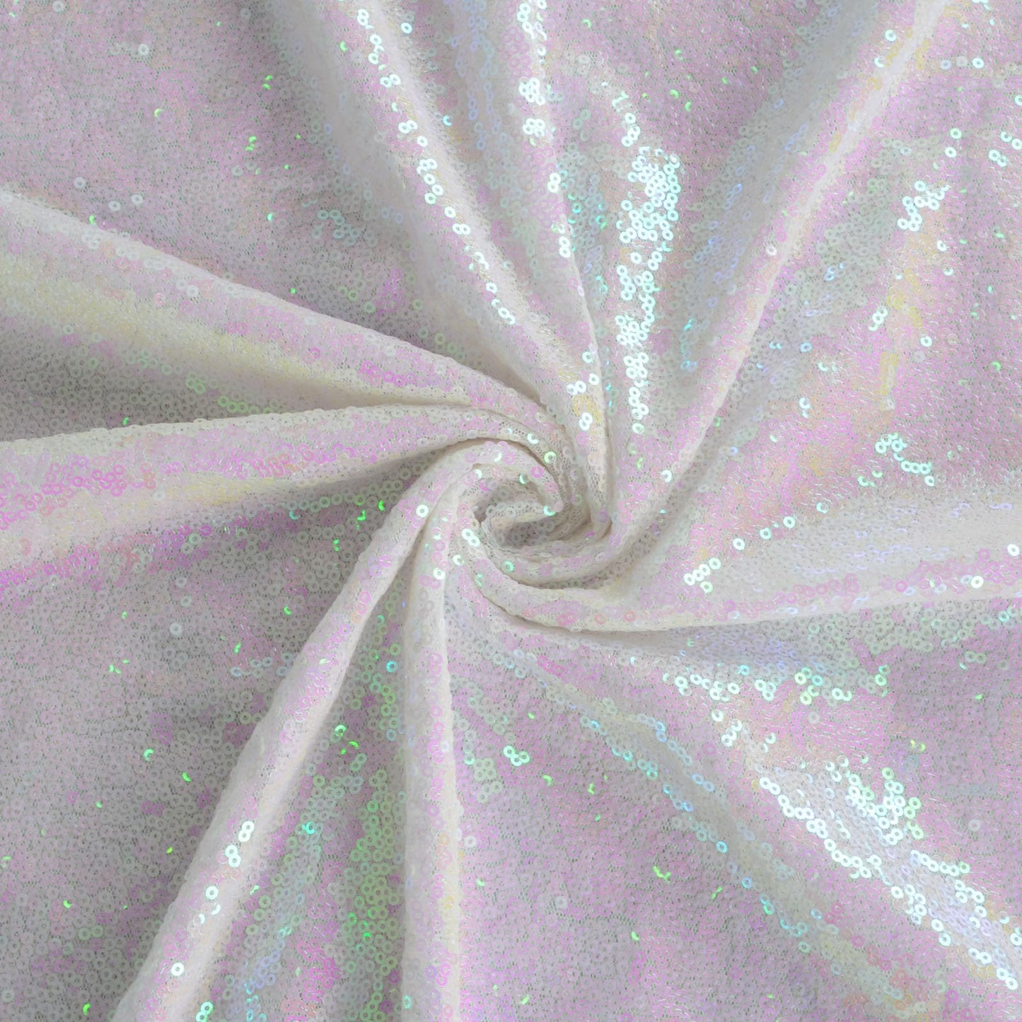 ShinyBeauty 15 Feet Sequin Fabric by The Yard | 5 Yards Transparent White Glitter Mesh Fabric | Sparkle Material for Sewing & Dress Making | Perfect for Backdrops & Decor