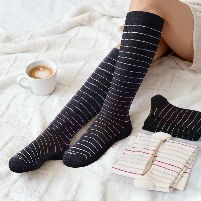 LEVSOX Wool Compression Socks for Women and Men 20-30mmHg Knee High Support Socks for Flying Nurses Pregnancy