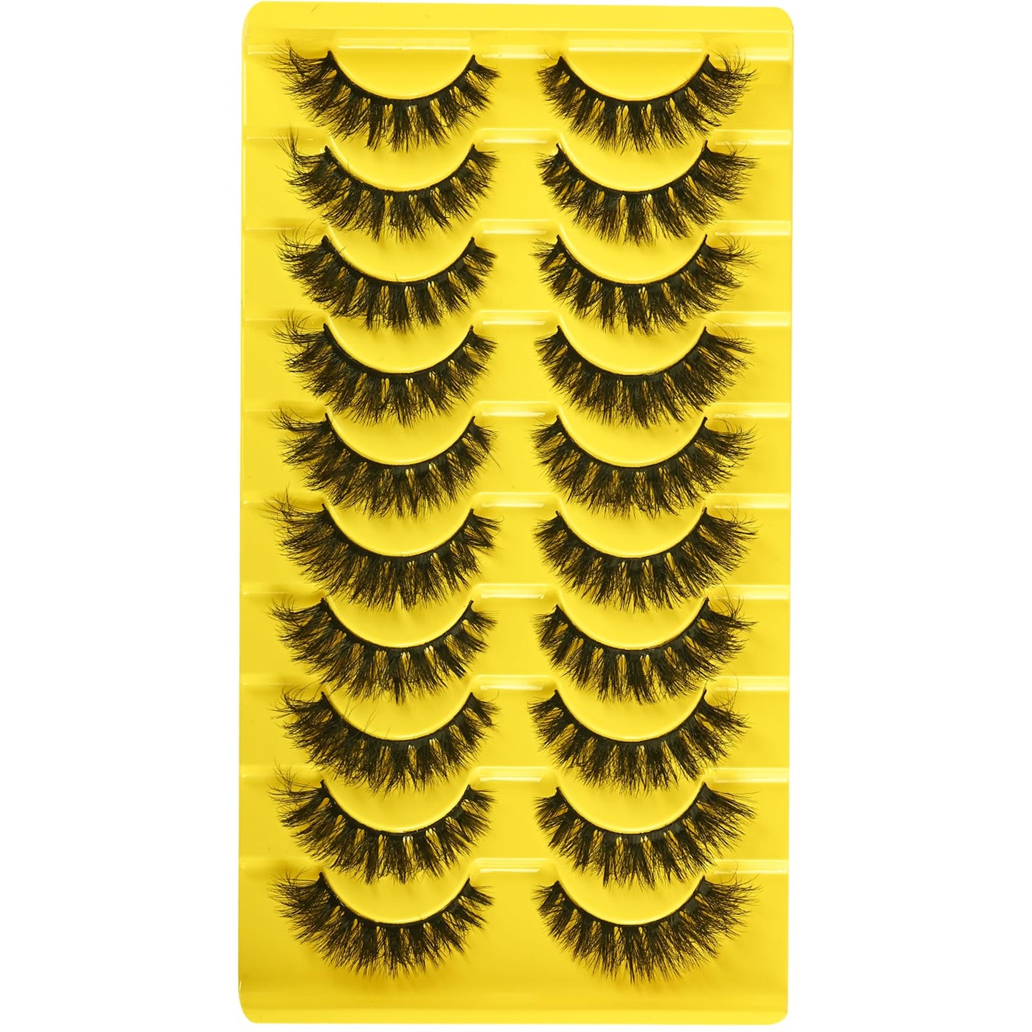 QUNETY False Eyelashes Short Lashes Full Mink Lash Strips 10 Pairs Fluffy Cat Eye Strip Eyelash Wispy Volume Lashes Pack Fake Cateye EyeLash Natural Look
