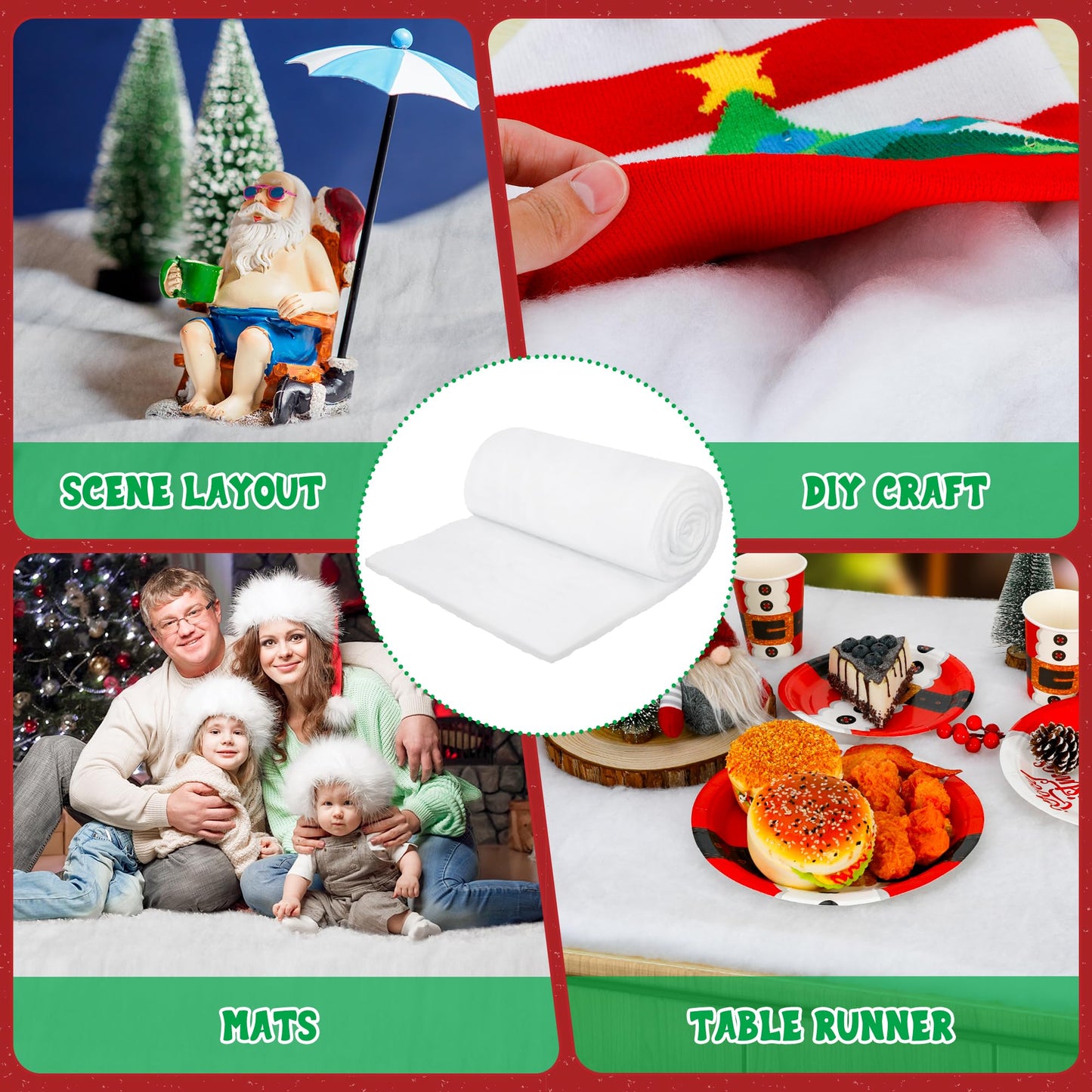 Snow Blanket, 3×8 FT Thick Xmas Fake Snow Blanket, Artificial Christmas Blanket for Christmas Village Display, Christmas Decorations, Fluffy Christmas Tree Base Cover, Winter Wonderland Decorations