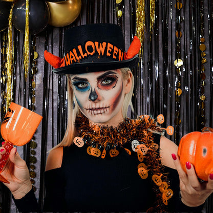 2 Pack Foil Curtain Backdrop Black Metallic Tinsel Foil Fringe Curtains Photo Booth Props for Birthday Wedding Engagement Baby Shower Bachelorette Christmas Holiday Celebration Party Decorations