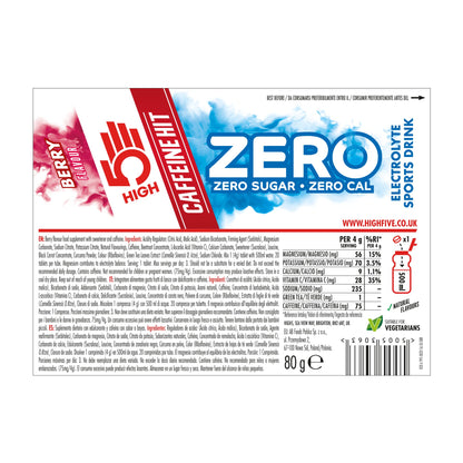 HIGH5 ZERO Caffeine Hit ElectrolyteTablet - Hydration Tablets Enhanced with Vitamin C - 0 Calories & Sugar Free - Boost Hydration, Performance & Wellness - Berry, 160 Tablets (20x, Pack of 8)