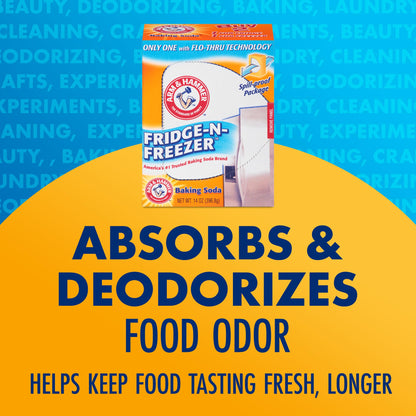 Arm & Hammer Baking Soda Fridge-n-Freezer Odor Absorber, Orange 14 oz, Pack of 12