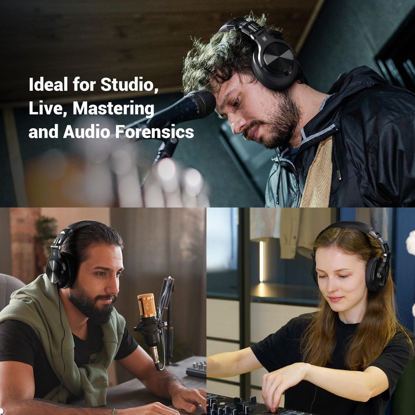 OneOdio A70 Bluetooth Over Ear Headphones, Wireless Headphones with 72H Playtime, Hi-Res, Built-in Mic, 3.5mm/6.35mm Wired Audio Jack for Studio Monitor & Mixing DJ Guitar AMP, Computer Laptop PC