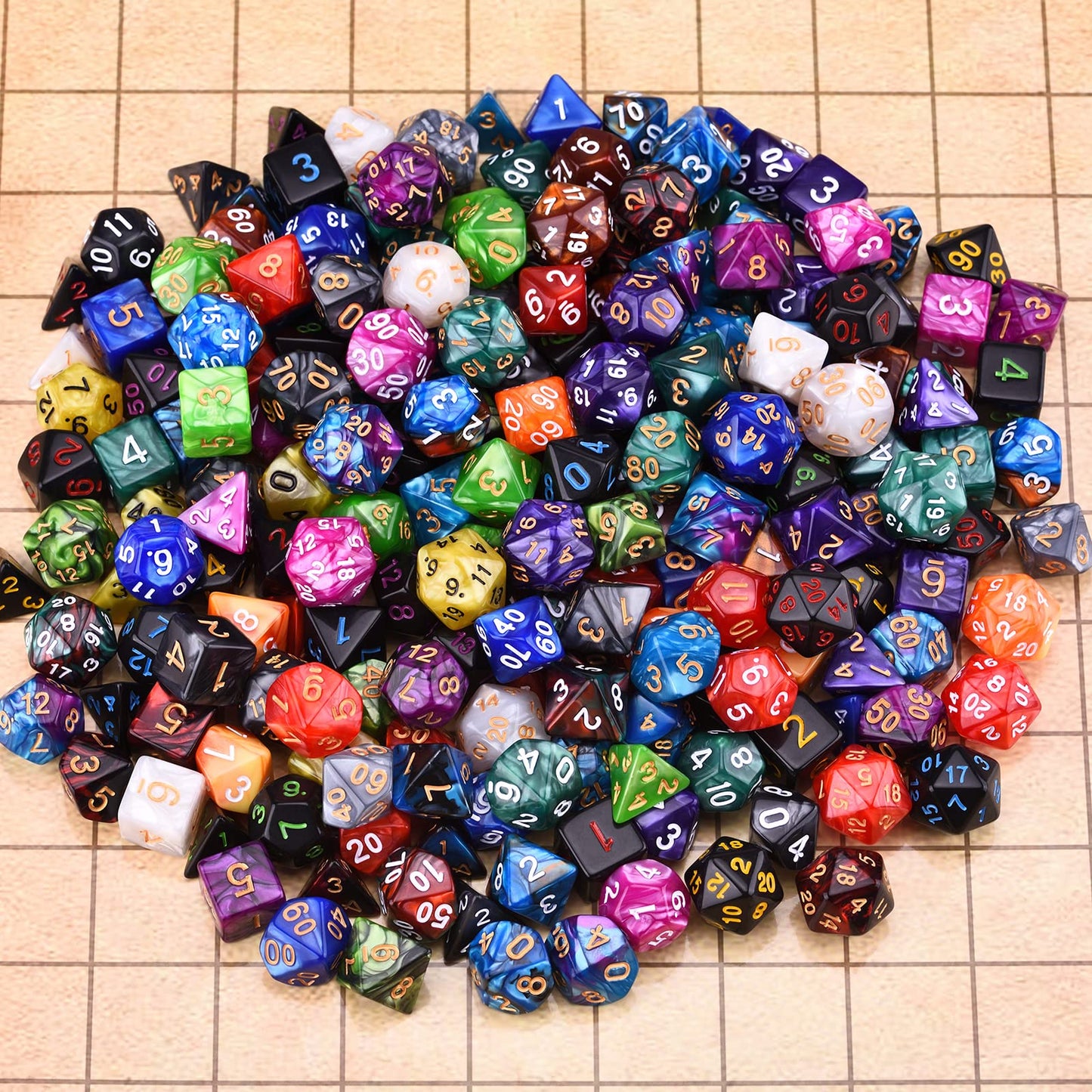 Amiven DND RPG Dice Sets 30 x 7 Polyhedral Dice (210pcs) for Dungeons and Dragons Tabletop Role Playing Adventure Games, with a Large Drawstring Bag