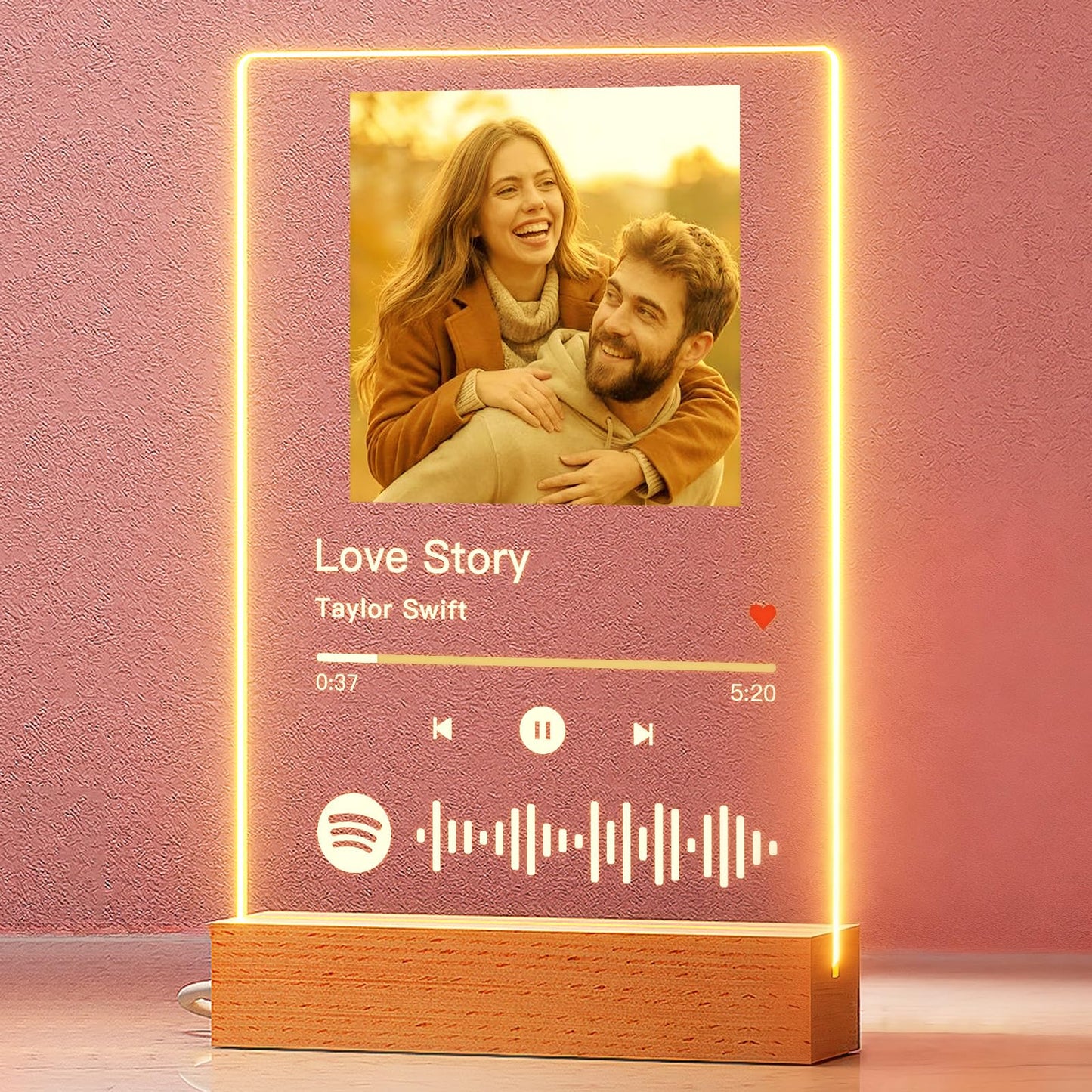 iDIY Custom Picture Frame with Photo - Personalized Spotify Music Song Plaque - Customized Valentines Day Gift for Boyfriend Girlfriend Couple - Anniversary Birthday Gifts for Him Her