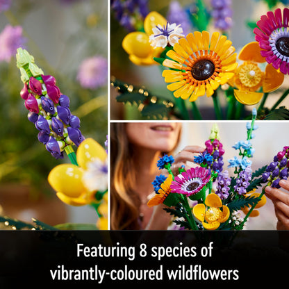LEGO Botanicals Wildflower Bouquet Set - Artificial Flowers - Gifts for Mother's Day with Poppies and Lavender - Home Office Decor Set for Adults - Botanical Collection - 10313