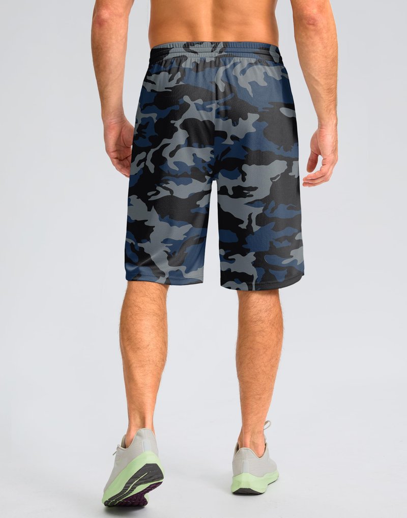 G Gradual Men's Athletic Shorts with Pockets 9" / 11" Long Basketball Shorts Lightweight Quick Dry Gym Workout Shorts for Men(Blue Camo,XXXL)