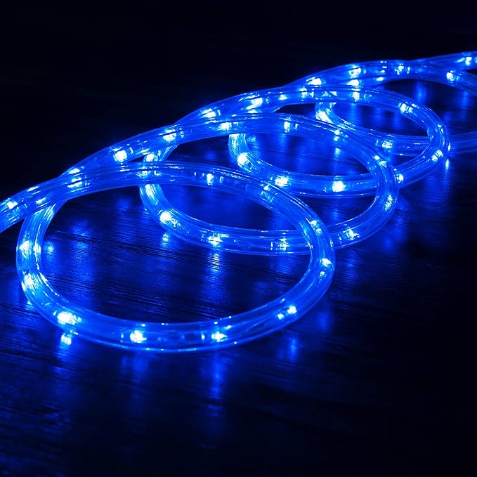 WYZworks 3312LEDs 300ft LED Outside Rope Lights, Outdoor ETL Certified Waterproof Permanent 360 Degree Light Emitting, Flexible Tube, Connectable, Christmas Palm Tree Exterior Landscape, Blue