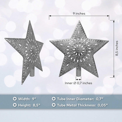 BCD Large Star Tree Topper 9.5" - Perfect for Country Christmas Tree