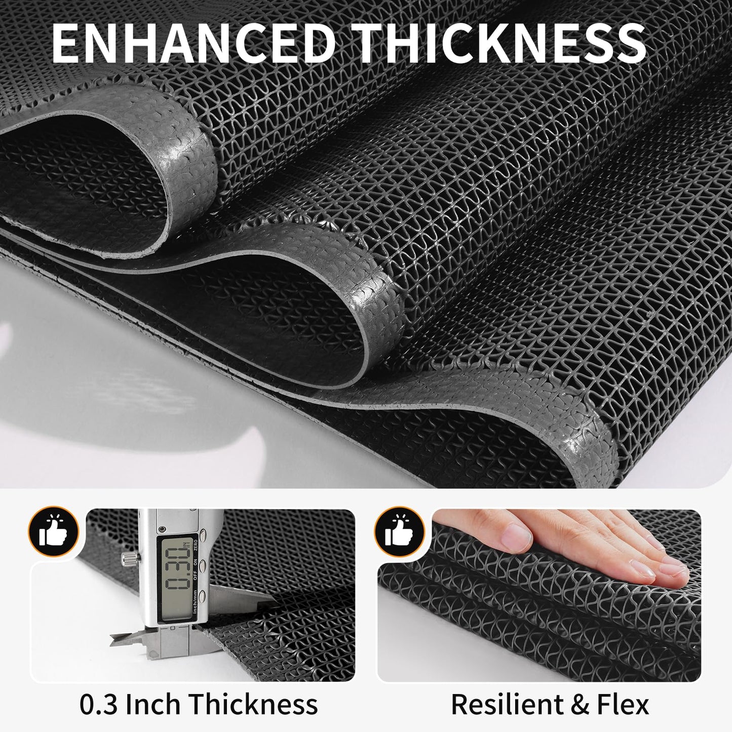 QiCaiJia Front Door Mat 20''x31'', Drainage Heavy Duty Dirt Trapping Non-Slip Doormats, Outdoor Rubber Floor Mats, Restaurant Commercial Kitchen Industral Pool Entrance Bar Wet Area, Black