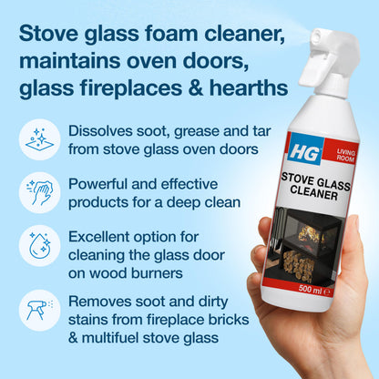 HG Stove Glass Cleaner Spray – Effective Fireplace, Oven & Hearth Cleaner for Soot, Tar & Grease – 500ml